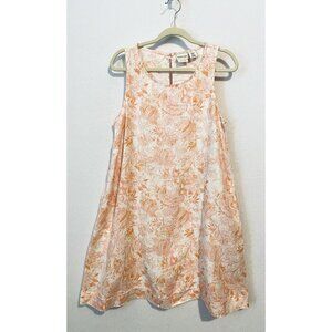 Rachel Zoe Dress Womens Medium Orange Floral Linen Sleeveless Beachy Vacation